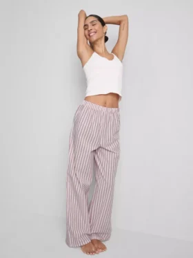 Pamuklu çizgili pijama altları
