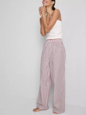 Pamuklu çizgili pijama altları