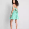 Pamuklu kareli bandeau mini elbise