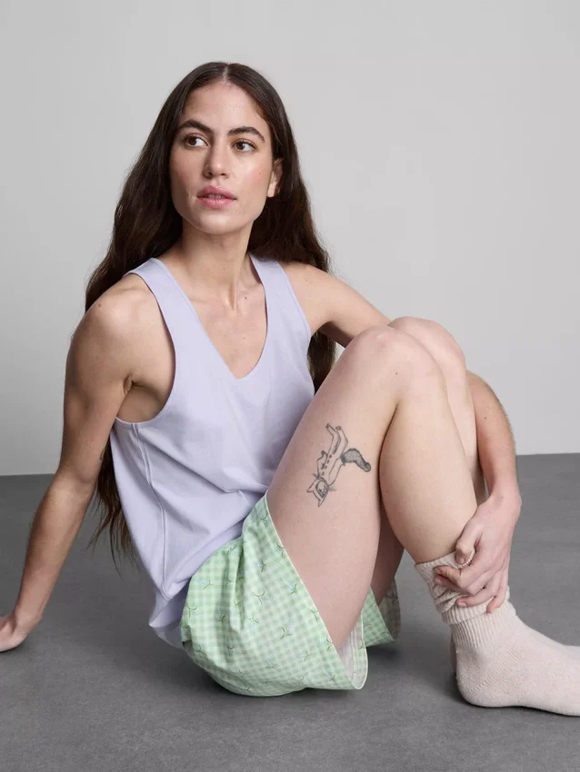 Pamuklu kolsuz üst ve şort pijama Pamuklu kolsuz üst ve şort pijama
