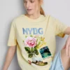 Pamuklu NYBG desenli tişört