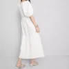 Pamuklu seersucker midi smock elbise Pamuklu seersucker midi smock elbise