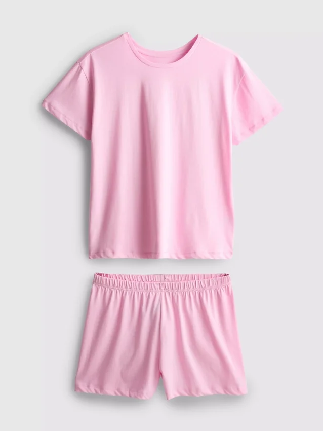 Pamuklu tişörtlü kısa pijama Pamuklu tişörtlü kısa pijama