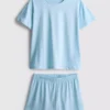 Pamuklu tişörtlü kısa pijama Pamuklu tişörtlü kısa pijama