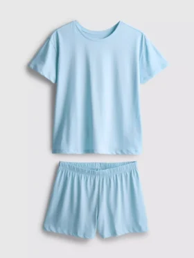 Pamuklu tişörtlü kısa pijama