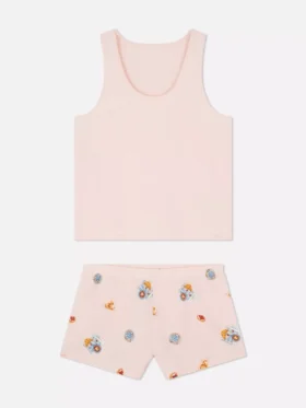Pamuklu yelekli kısa pijama