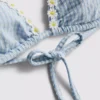 Papatya süslemeli gingham üçgen bikini üstü Papatya süslemeli gingham üçgen bikini üstü