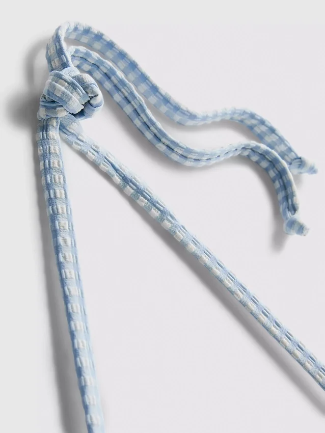 Papatya süslemeli gingham üçgen bikini üstü Papatya süslemeli gingham üçgen bikini üstü