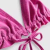 Parıltılı fırfırlı üçgen bikini üstü