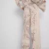 Paula Echevarría buruşuk saten geniş paça pantolon Paula Echevarría buruşuk saten geniş paça pantolon