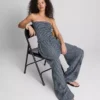 Paula Echevarría kareli fırfırlı bandeau üst Paula Echevarría kareli fırfırlı bandeau üst