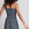 Paula Echevarría kareli fırfırlı bandeau üst Paula Echevarría kareli fırfırlı bandeau üst