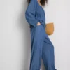 Paula Echevarría pamuk ağırlıklı denim geniş paça pantolon Paula Echevarría pamuk ağırlıklı denim geniş paça pantolon