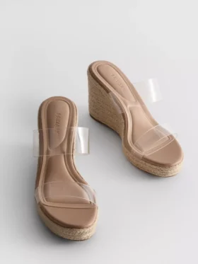 Perspex kama topuklu sandaletler