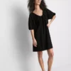 Pofuk kollu mini smock elbise Pofuk kollu mini smock elbise