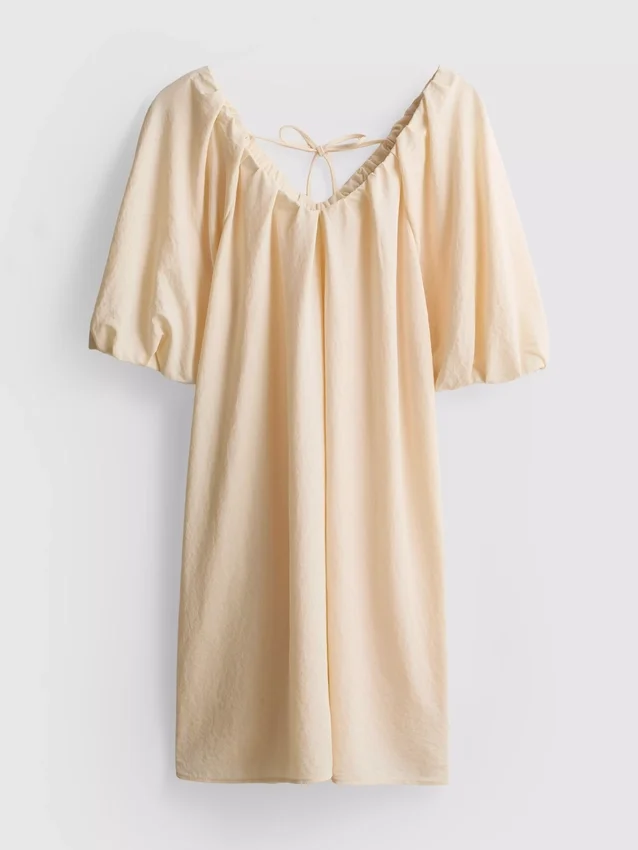 Pofuk kollu mini smock elbise Pofuk kollu mini smock elbise