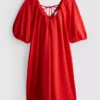 Pofuk kollu mini smock elbise Pofuk kollu mini smock elbise