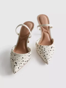 Polka noktalı sivri burunlu topuklu ayakkabılar