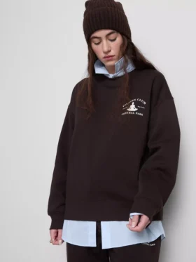 Rahat kesim, baskılı pamuk karışımı sweatshirt