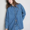 Rahat kesim pamuklu denim düğmeli gömlek Rahat kesim pamuklu denim düğmeli gömlek
