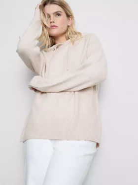 Örme büzgülü kapüşonlu sweatshirt