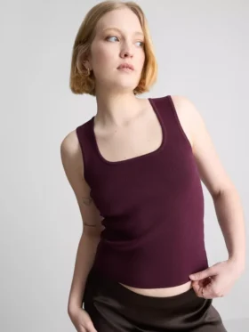Örme kare yakalı kolsuz bluz