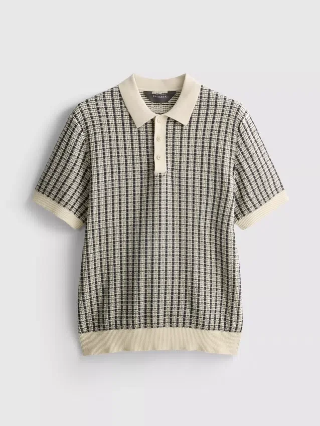 Örme kareli polo gömlek Örme kareli polo gömlek