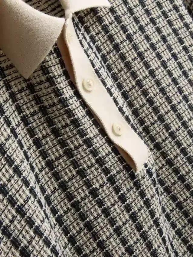 Örme kareli polo gömlek Örme kareli polo gömlek