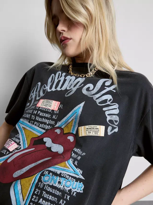Rolling Stones desenli tişört elbise Rolling Stones desenli tişört elbise