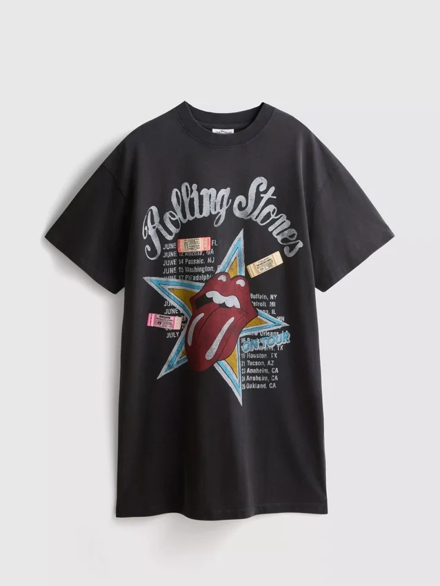 Rolling Stones desenli tişört elbise Rolling Stones desenli tişört elbise