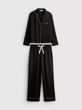 Saten biyeli boyfriend pijama takımı