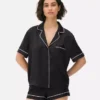 Saten erkek tarzı kısa pijama takımı Saten erkek tarzı kısa pijama takımı
