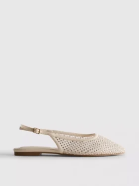 Slingback yapay elmas süslemeli düz ayakkabılar