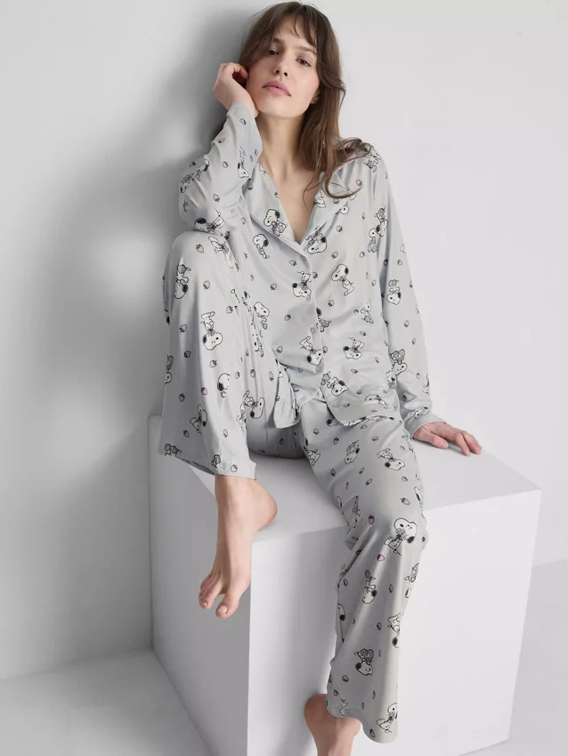 Snoopy desenli boyfriend pijamalar Snoopy desenli boyfriend pijamalar