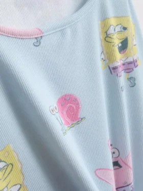 Spongebob Squarepants nervürlü karakter pijamaları