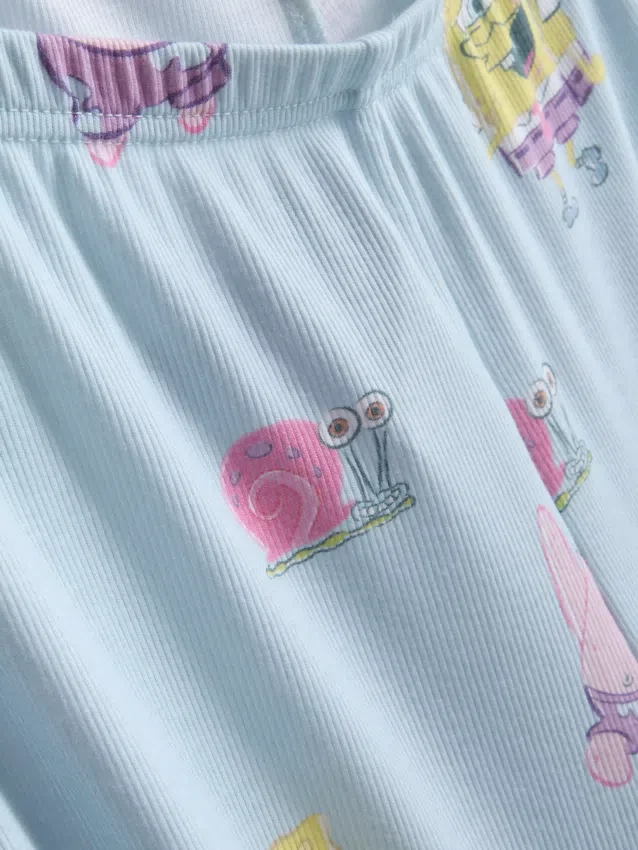 Spongebob Squarepants nervürlü karakter pijamaları Spongebob Squarepants nervürlü karakter pijamaları