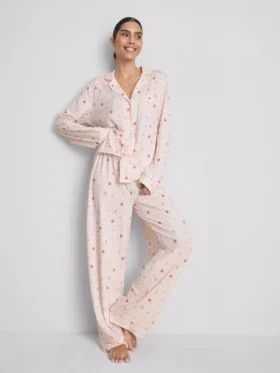 Stacey Solomon kareli erkek tarzı pijama