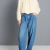 Üstün kaliteli pamuklu denim varil paça Jean Üstün kaliteli pamuklu denim varil paça Jean