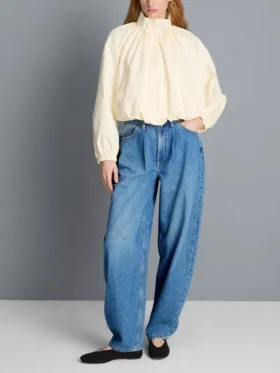 Üstün kaliteli pamuklu denim varil paça Jean