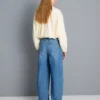 Üstün kaliteli pamuklu denim varil paça Jean Üstün kaliteli pamuklu denim varil paça Jean