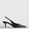 Suni deriden slingback topuklu ayakkabılar