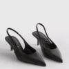 Suni deriden slingback topuklu ayakkabılar