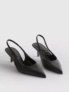 Suni deriden slingback topuklu ayakkabılar