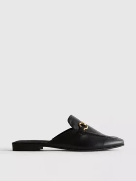 Suni deriden, snaffle bit detaylı mules loaferlar
