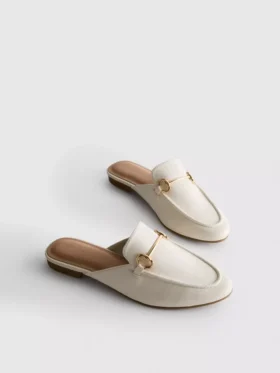 Suni deriden, snaffle bit detaylı mules loaferlar