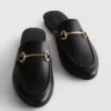 Suni deriden, snaffle bit detaylı mules loaferlar