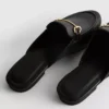 Suni deriden, snaffle bit detaylı mules loaferlar