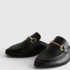 Suni deriden, snaffle bit detaylı mules loaferlar