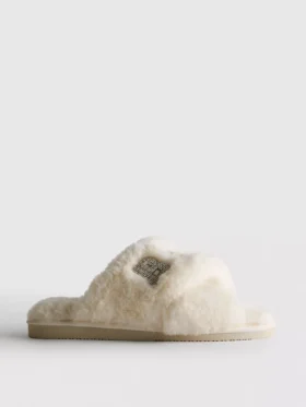 Suni kürk gelinlik çapraz kayışlı mules ev terlikleri Suni kürk gelinlik çapraz kayışlı mules ev terlikleri