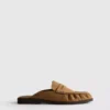 Suni süet loafer terlik sandaletler